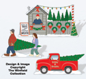 Christmas Village Tree Lot Color Poster