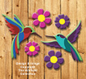 Colorful Hummingbird & Flowers Pattern