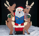 Caroling Santa & Reindeer Wood Pattern