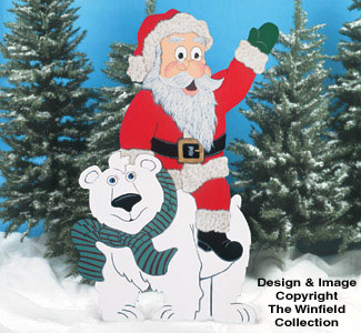 Santa Riding Polar Bear Woodcraft Pattern