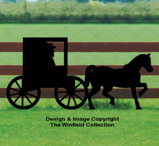 Horses - Large Amish Buggy Shadow Wood Pattern