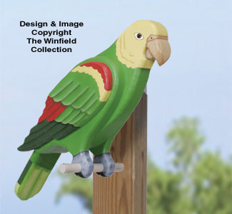 3D Life-Size Green Parrot Wood Pattern
