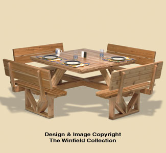 Square Picnic Table Woodworking Pattern 