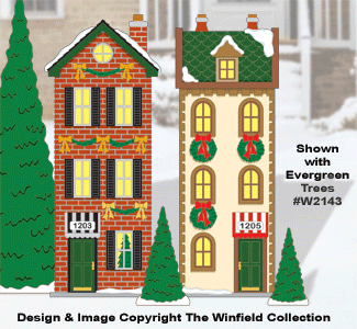 Christmas Village Townhouses Color Poster