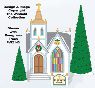 Christmas Village Church Color Poster