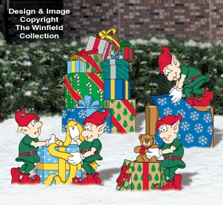 Gift Wrapping Elves Color Poster