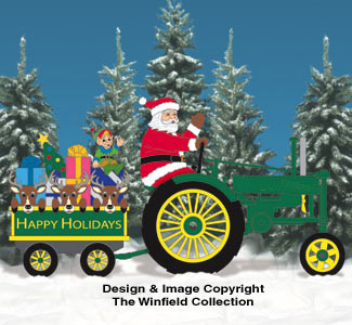 Waving Side View Santa #2, Tractor and Wagon Pattern Set